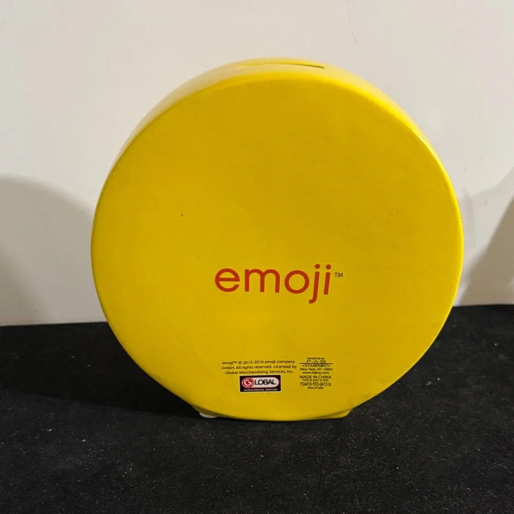 Emoji Heart Eyes Smiley Face Yellow Red Ceramic Coin Money Piggy Bank Saving